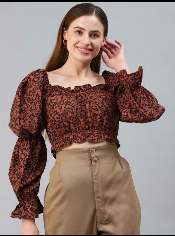 PLUSS Casual Regular Sleeves Floral Print Women Top