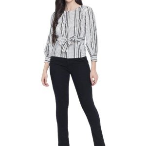 BAESD Casual Striped Women Black - White Top