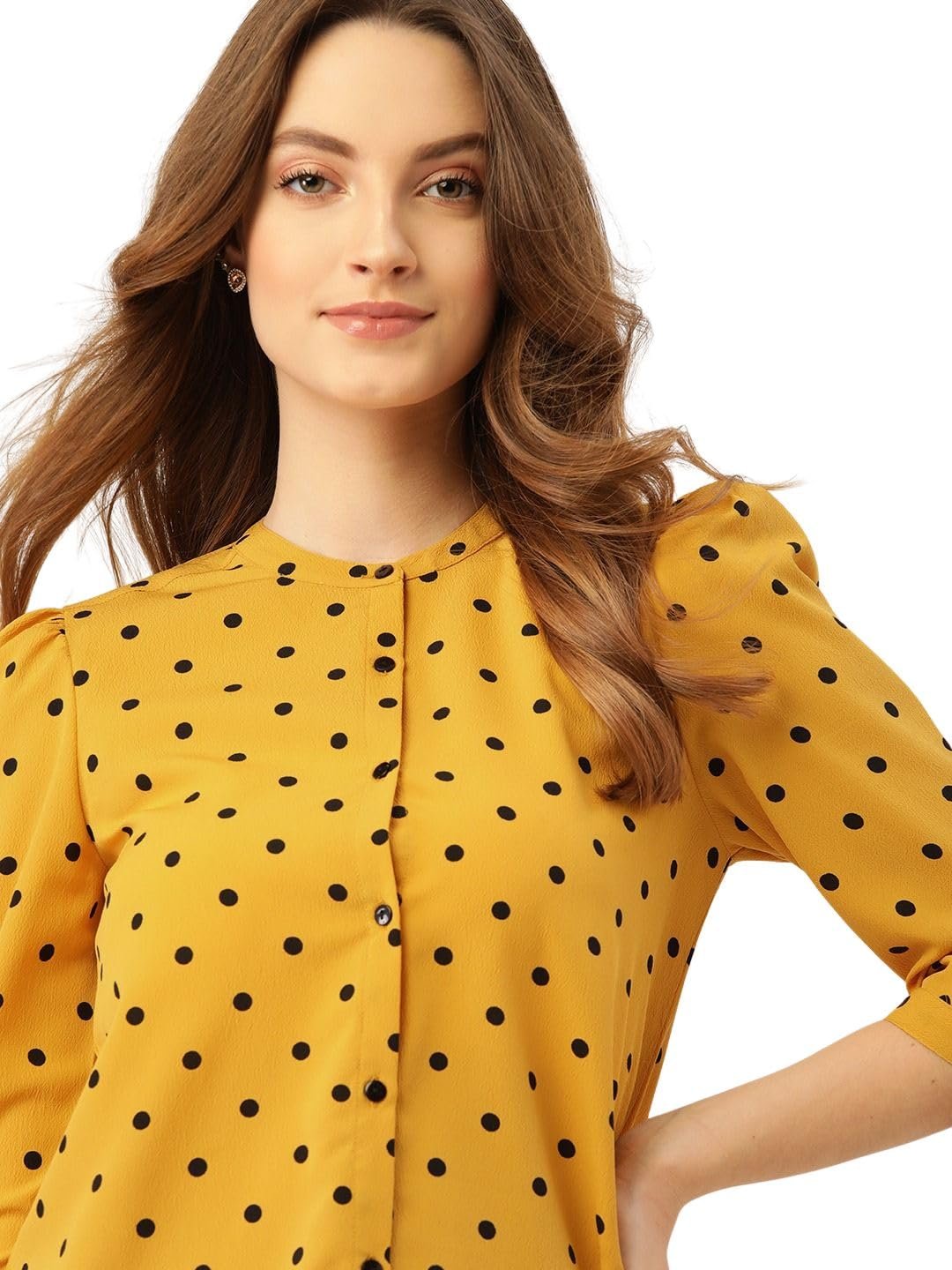 DRESSBERRY Dotted Printed Yellow Top