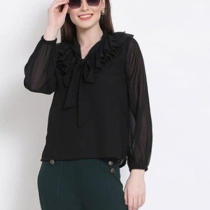 ALL WAYS YOU women Tie - up neck ruffles Top