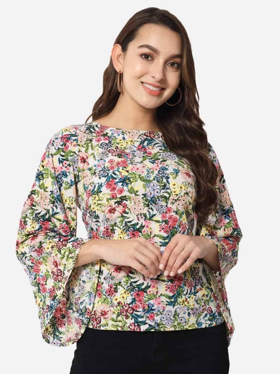 ALL WAYS YOU Floral Printed Flared Sleeves Regular Top
