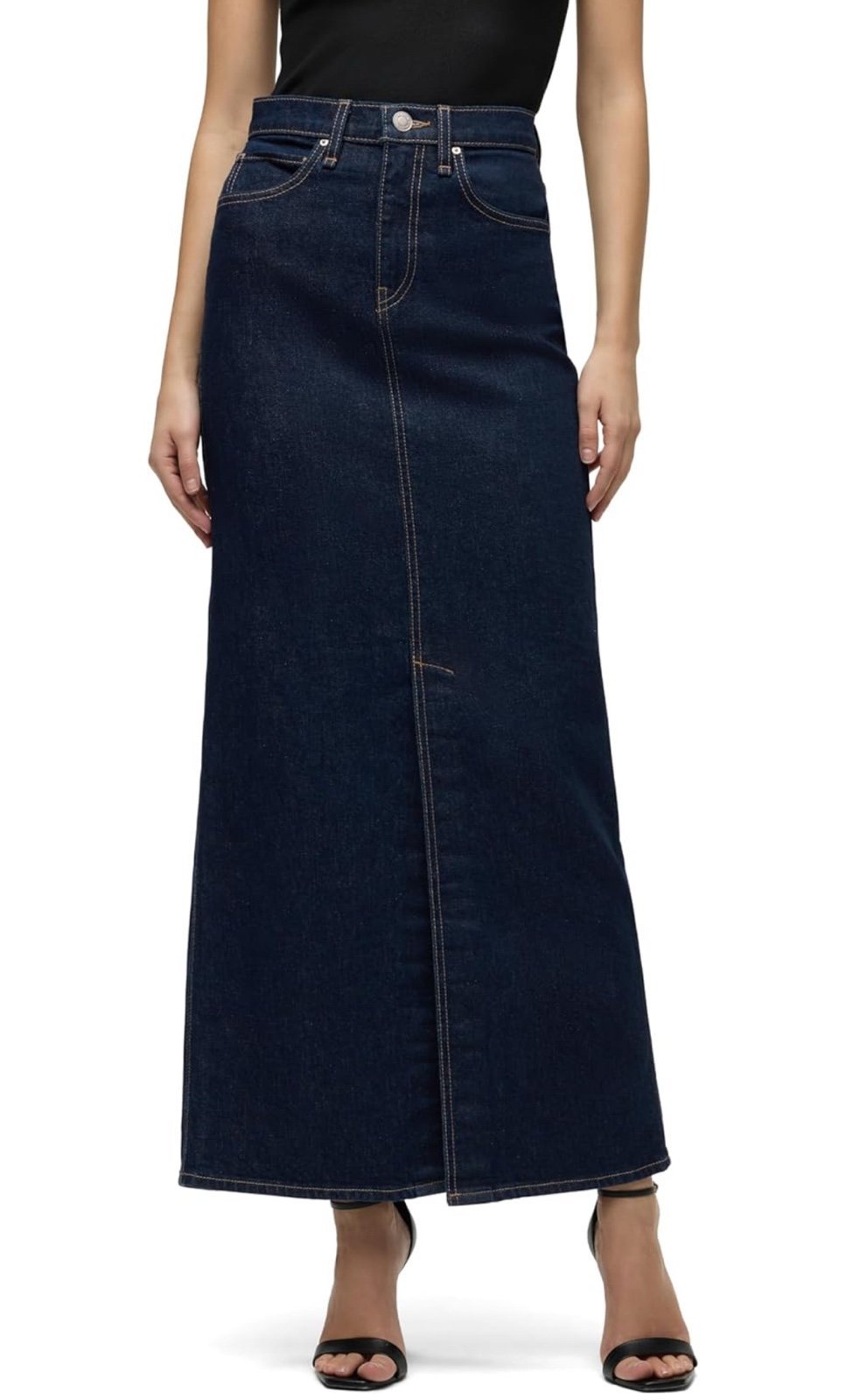 Dark Blue Denim Maxi Skirt for Women