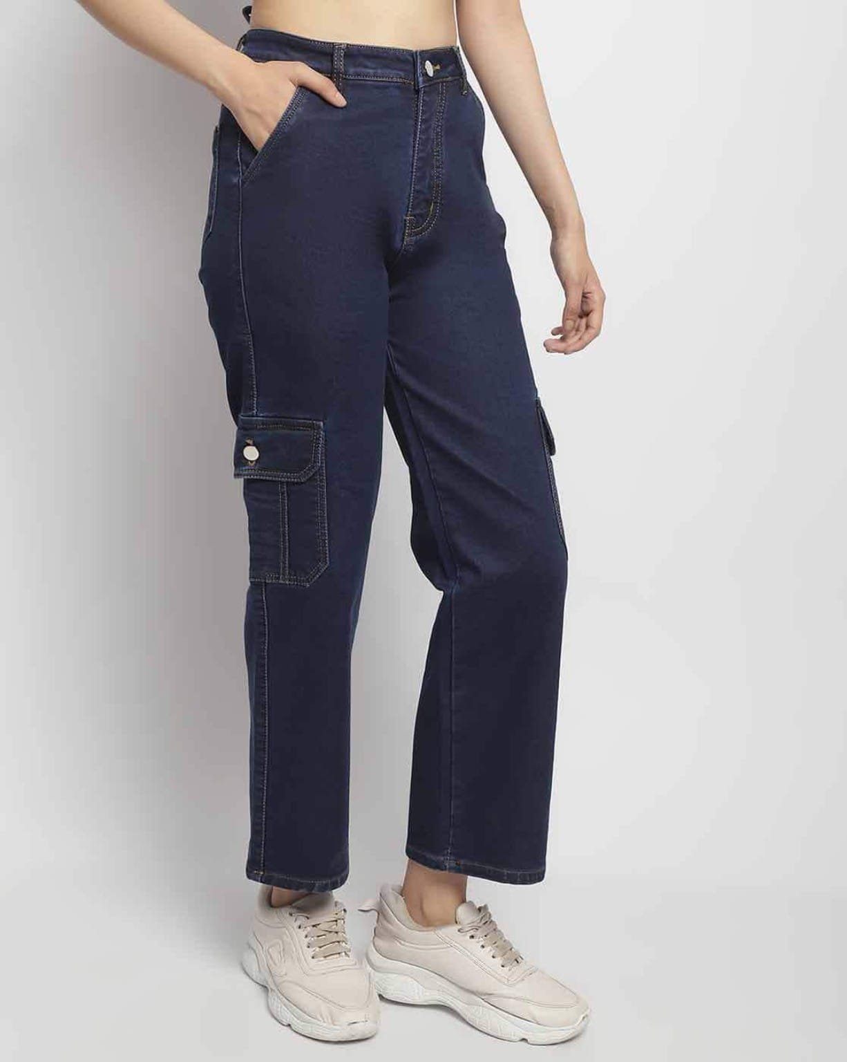 Women’s Navy Blue Denim Cargo Pant