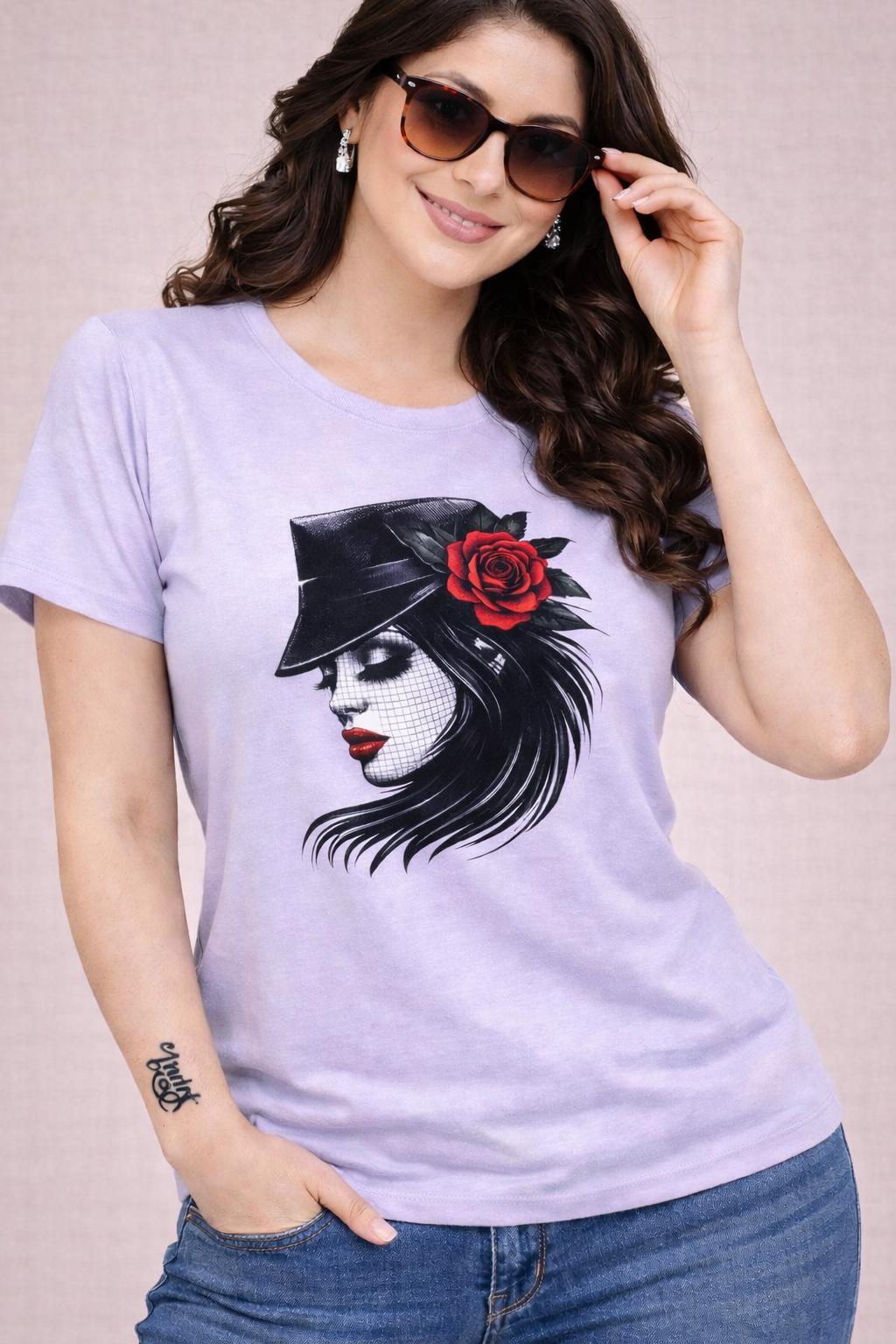 Stylish Lavender Graphic Printed Women’s T-Shirt
